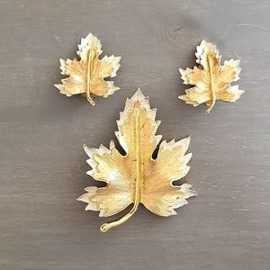 Sarah Covington Gold and Silver Leaves, Brooch and Earrings